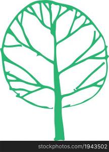 Hand drawn tree icon with leaf sign design