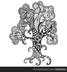Hand drawn tree illustration. Doodle style