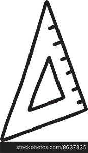 Hand Drawn triangular ruler illustration isolated on background