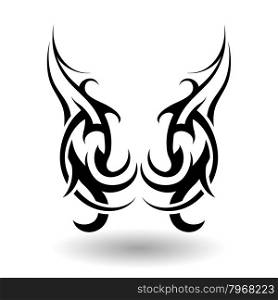 Hand Drawn Tribal Tattoo in Wings Shape