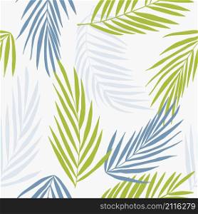 Hand drawn tropical plants. Palm leaves. Vector seamless pattern. Hand drawn tropical plants. Leaves and flowers.Vector seamless pattern