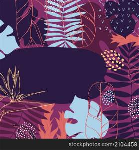 Hand drawn tropical plants.Vector background. Hand drawn tropical plants.