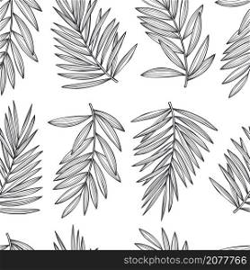 Hand drawn tropical plants.Vector seamless pattern. Vector pattern with tropical plants.