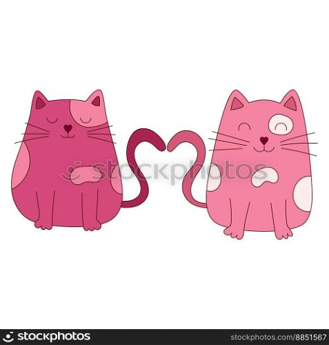 Hand drawn two loving cats for Valentine day. Design elements for posters, greeting cards, banners and invitations. Hand drawn two loving cats for Valentine day. Design elements for posters, greeting cards, banners and invitations.