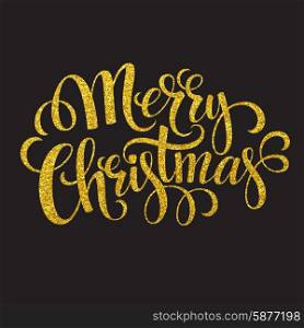 Hand drawn typography card. Merry christmas greetings gold glitter hand lettering. Vector illustration.. Hand drawn typography card. Merry christmas greetings gold glitter hand lettering. Vector illustration EPS 10