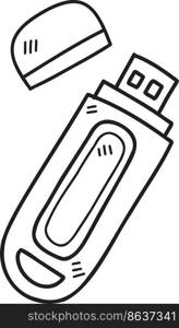 Hand Drawn USB Flash Drive illustration isolated on background