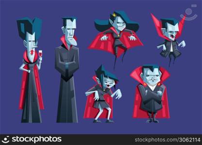 Hand drawn vampire character collection