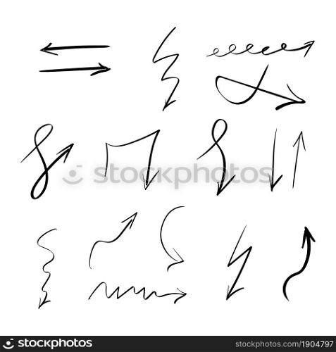Hand drawn vector arrows set