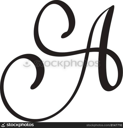 Hand drawn vector calligraphy letter font A. Isolated letter written with ink. Handwritten brush style. Hand lettering for logos packaging design poster.. Hand drawn vector calligraphy letter font A. Isolated letter written with ink. Handwritten brush style. Hand lettering for logos packaging design poster