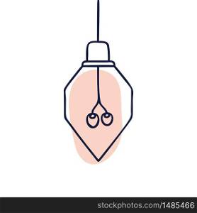 Hand drawn vector geometric loft lamps. Edison lamps and modern sketch. Vintage light bulbs doodle art hanging free hand line style vector.