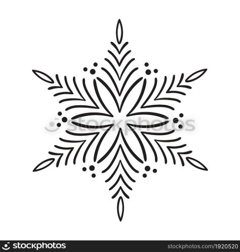 Hand drawn vector icon Snowflake. Christmas calligraphic in trendy flat style isolated on white background. Xmas snow icon illustration.. Hand drawn vector icon Snowflake. Christmas calligraphic in trendy flat style isolated on white background. Xmas snow icon illustration