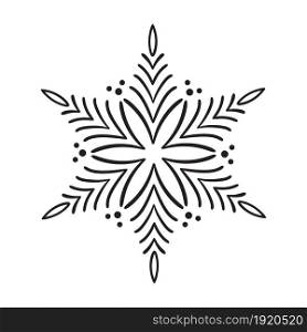 Hand drawn vector icon Snowflake. Christmas calligraphic in trendy flat style isolated on white background. Xmas snow icon illustration.. Hand drawn vector icon Snowflake. Christmas calligraphic in trendy flat style isolated on white background. Xmas snow icon illustration