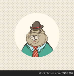 Hand drawn vector illustration for Groundhog Day