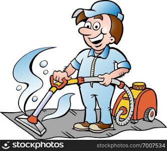 Hand-drawn Vector illustration of a Happy Carpet Cleaner