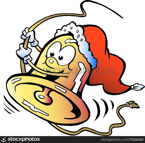 Hand-drawn Vector illustration of an happy swinging christmas bell