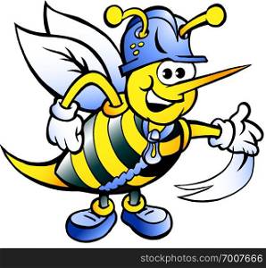 Hand-drawn Vector illustration of an Happy Working Bee