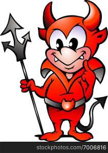 Hand-drawn Vector illustration of an Little Red Devil Boy