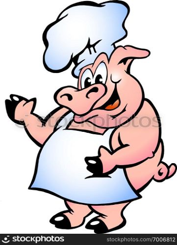 Hand-drawn Vector illustration of an Pig Chef wearing apron