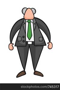 Hand-drawn vector illustration of boss standing. Black outlines and colored.