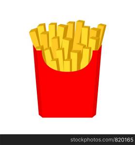 Hand drawn vector illustration of french fried potatoe in red box