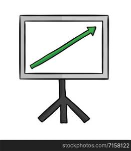 Hand drawn vector illustration of sales chart arrow moving up.