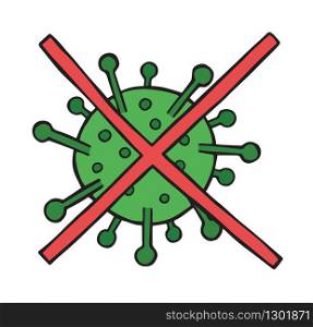 Hand drawn vector illustration of Wuhan corona virus, covid-19. Stop virus.