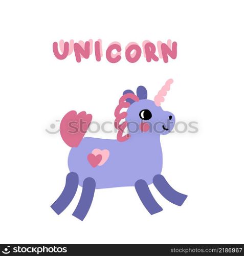 Hand drawn vector illustration unicorn and text. Cartoon style. Design for T-shirt, poster and print.