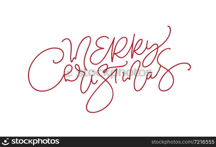 Hand drawn vector lettering monoline text Merry Christmas. Brush calligraphic phrase isolated on white background. Text for cards invitations, templates. Stock illustration.. Hand drawn vector lettering monoline text Merry Christmas. Brush calligraphic phrase isolated on white background. Text for cards invitations, templates. Stock illustration