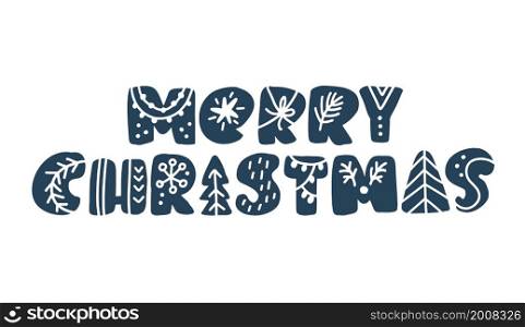 Hand drawn vector lettering text Merry Christmas. brush calligraphic phrase isolated on white background. Scandinavian Quote for cards invitations, templates. Stock illustration.. Hand drawn vector lettering text Merry Christmas. brush calligraphic phrase isolated on white background. Scandinavian Quote for cards invitations, templates. Stock illustration