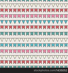 Hand drawn vector seamless pattern with bunting flags. Sketch scribble design graphic element. Tiling texture for design. Illustration. Trendy doodle style. Scrapbook decorations.. Hand drawn vector seamless pattern with bunting flags. Sketch scribble design graphic element. Tiling texture for design. Illustration. Trendy doodle style. Scrapbook decorations. Wrapping paper.