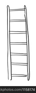 Hand drawn vector sketch illustration of wooden ladder. White background, black outlines.