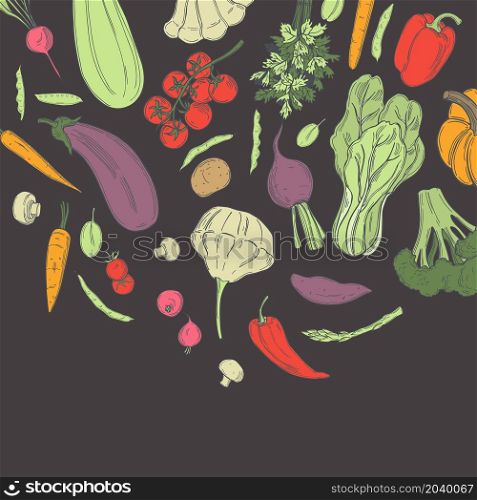 Hand drawn vegetables. Vector background. Sketch illustration.