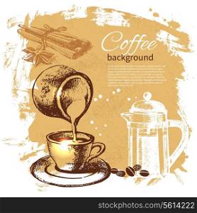 Hand drawn vintage coffee background&#x9;