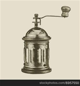 hand drawn vintage coffee grinder. hand drawn vintage coffee grinder, vector eps 10