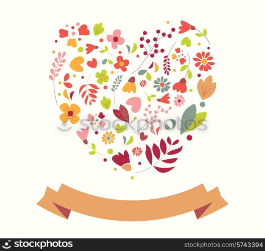 Hand drawn vintage flowers and floral elements for weddings, Valentines day, birthdays and holidays, vector illustration