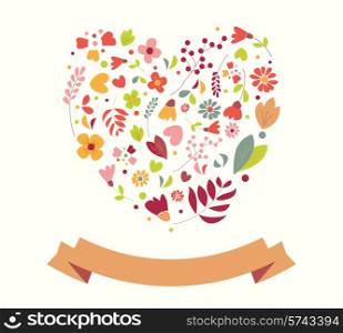 Hand drawn vintage flowers and floral elements for weddings, Valentines day, birthdays and holidays, vector illustration
