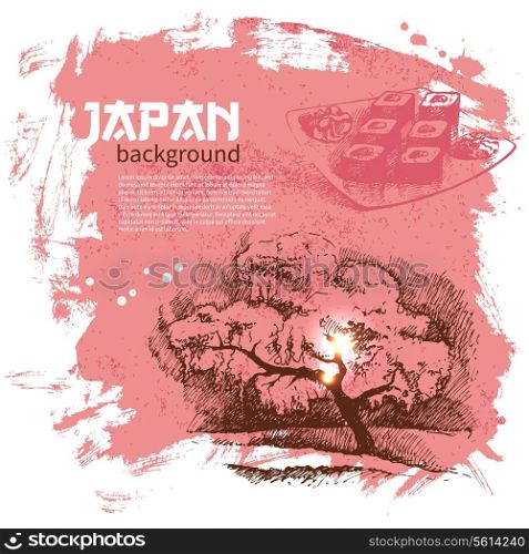 Hand drawn vintage Japanese sushi background
