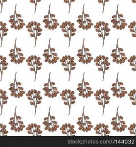 Hand drawn vintage leaves wallpaper. Geometric branches leaf seamless pattern. Design for printing, textile, fabric, fashion, interior, wrapping paper concept. Vector illustration. Hand drawn vintage leaves wallpaper. Geometric branches leaf seamless pattern.