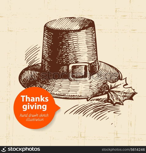 Hand drawn vintage Thanksgiving Day illustration