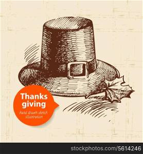 Hand drawn vintage Thanksgiving Day illustration