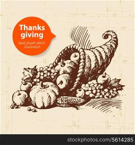 Hand drawn vintage Thanksgiving Day illustration