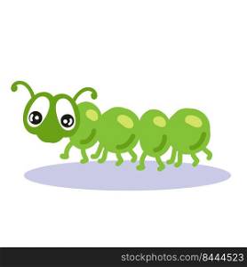 Hand drawn walking caterpillar insect in cartoon style. Perfect for T-shirt, logo, sticker and stationery. Doodle isolated vector illustration for decor and design.