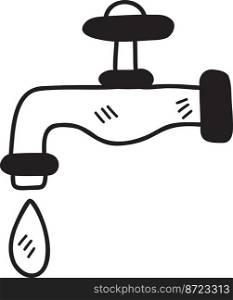 Hand Drawn water tap illustration isolated on background