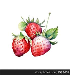 Hand drawn watercolor painting strawberry. Vector illustration design.