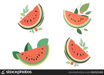 Hand Drawn watermelon cut in half in flat style isolated on background