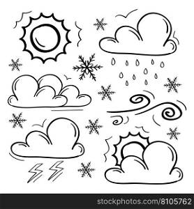 Hand drawn weather icons Royalty Free Vector Image