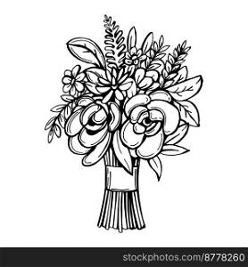 Hand-drawn wedding bouquet. Vector sketch  illustration.. Wedding bouquet. Sketch  illustration.