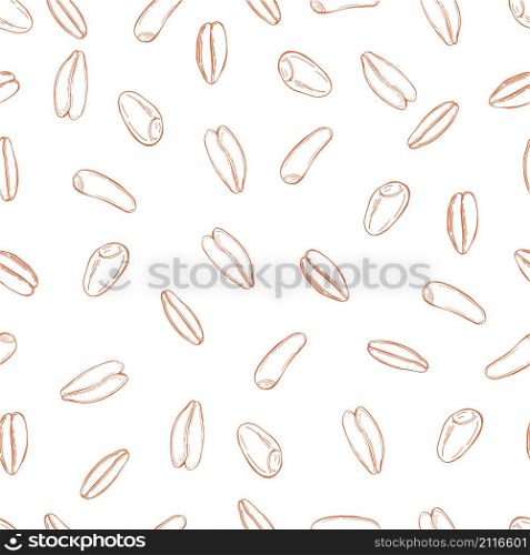 Hand drawn wheat seeds. Vector seamless pattern