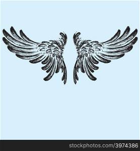 Hand drawn wings,vector illustration