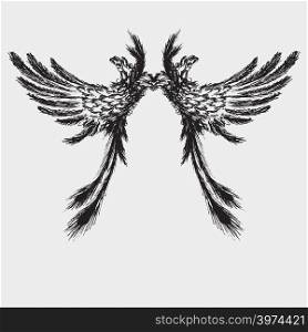 Hand drawn wings,vector illustration